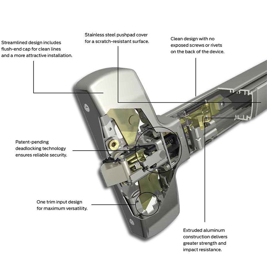 Falcon 25RL Panic Bar Rim Exit Device with Lever