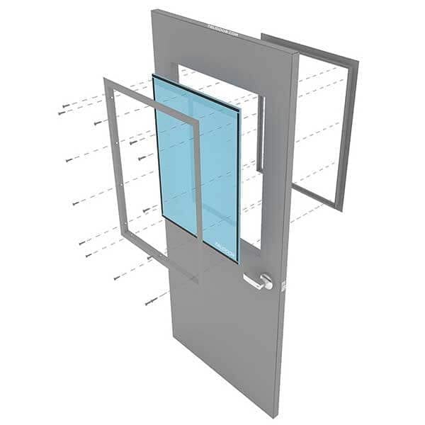 Commercial Metal Doors With Steel Lite Kit And Glass